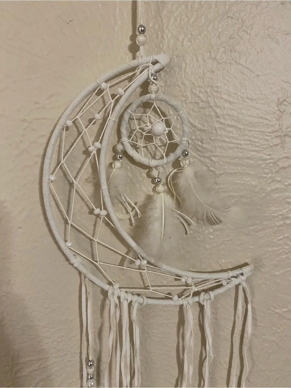 Spencer's White Crescent Moon Feather Dreamcatcher Tapestry